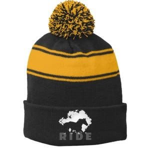 Just Ride Horseback Riding Apparel Horse Stripe Pom Pom Beanie