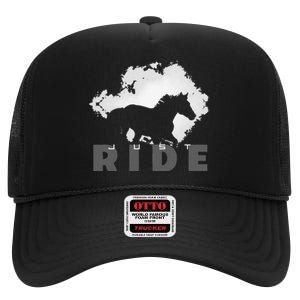 Just Ride Horseback Riding Apparel Horse High Crown Mesh Back Trucker Hat