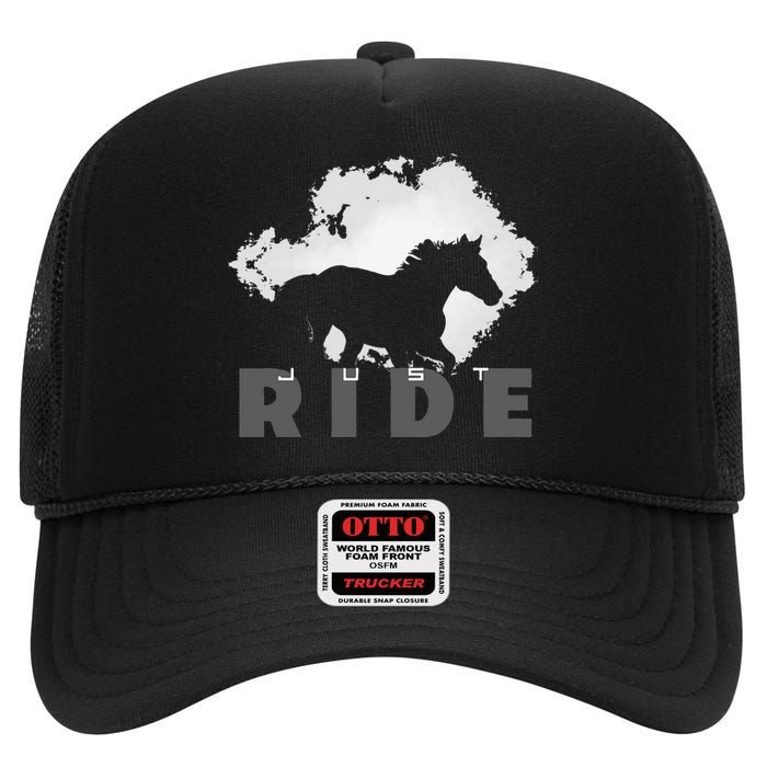 Just Ride Horseback Riding Apparel Horse High Crown Mesh Back Trucker Hat