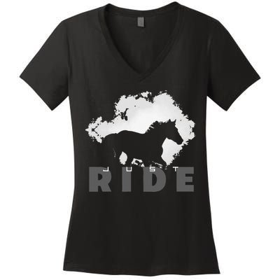 Just Ride Horseback Riding Apparel Horse Women's V-Neck T-Shirt