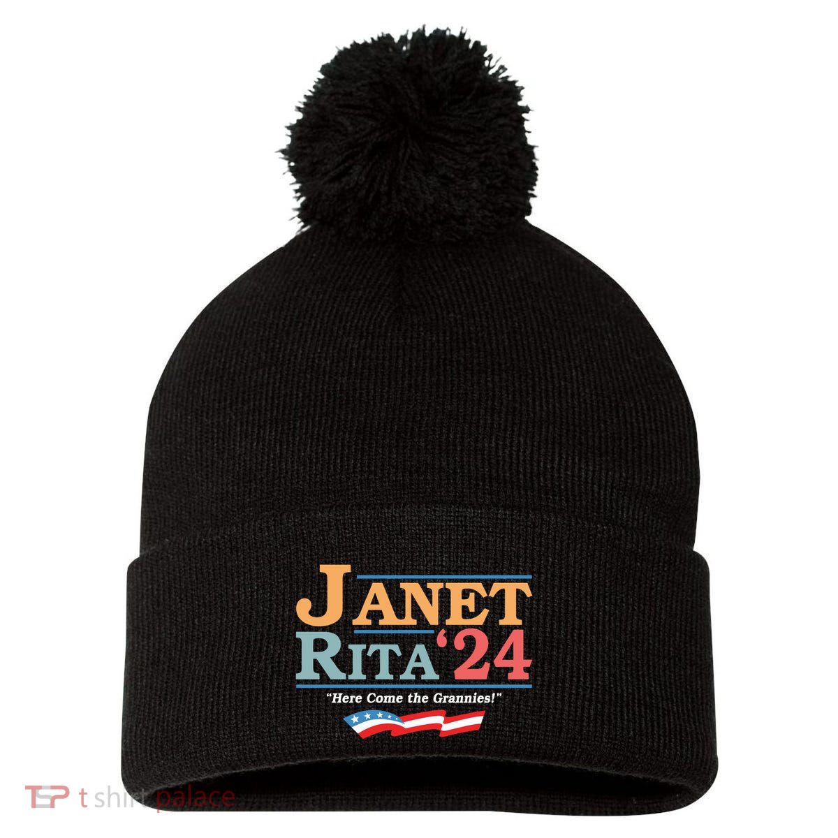Janet Rita24 Here Come The Grannies Pom Pom 12in Knit Beanie