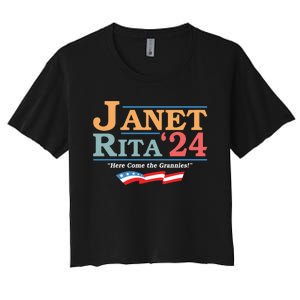 Janet Rita24 Here Come The Grannies Women's Crop Top Tee