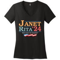 Janet Rita24 Here Come The Grannies Women's V-Neck T-Shirt