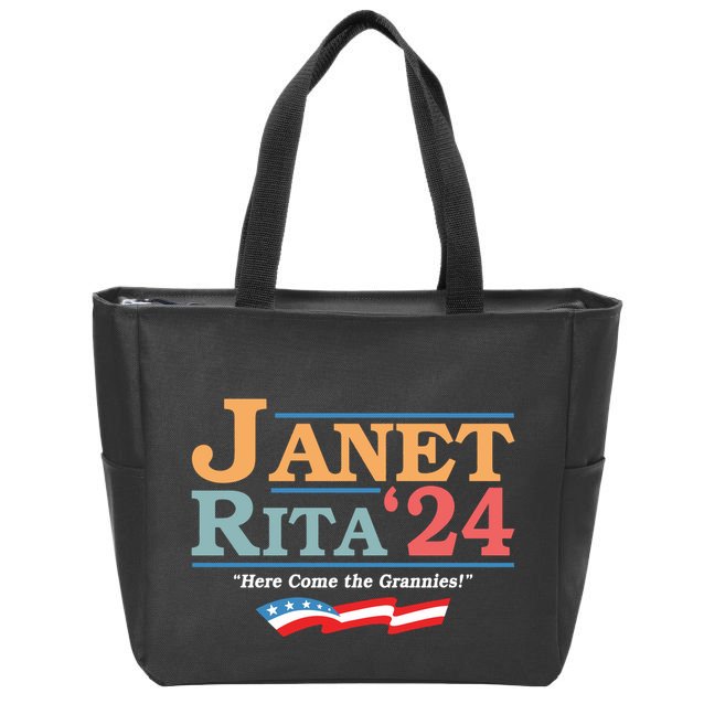 Janet Rita24 Here Come The Grannies Zip Tote Bag