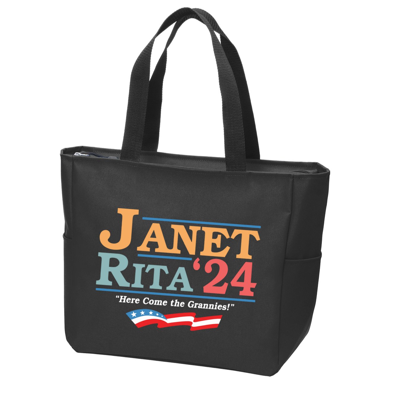 Janet Rita24 Here Come The Grannies Zip Tote Bag