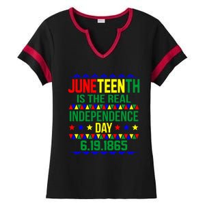 Juneteenth Real Independence Celebration Day History Graphic Gift Ladies Halftime Notch Neck Tee