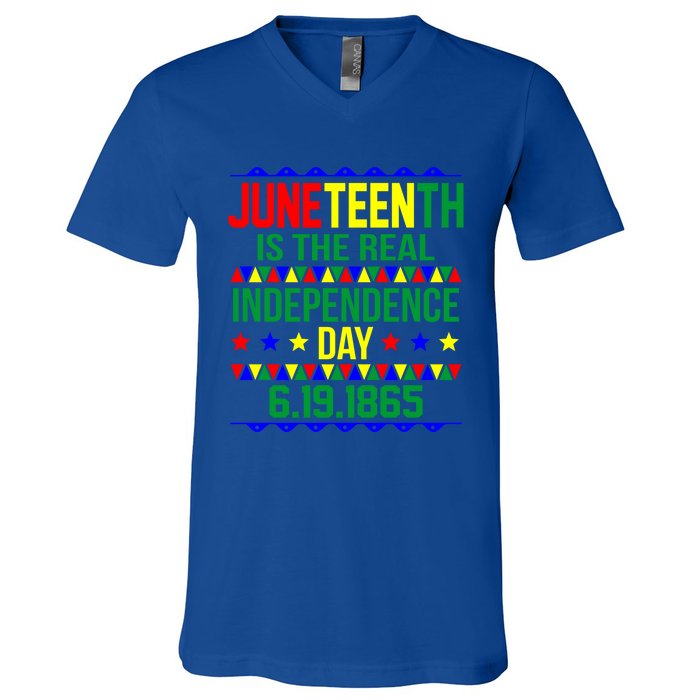 Juneteenth Real Independence Celebration Day History Graphic Gift V-Neck T-Shirt