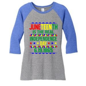 Juneteenth Real Independence Celebration Day History Graphic Gift Women's Tri-Blend 3/4-Sleeve Raglan Shirt