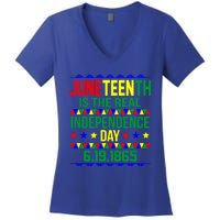 Juneteenth Real Independence Celebration Day History Graphic Gift Women's V-Neck T-Shirt