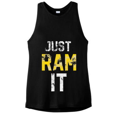 Just Ram It Funny Rams Ladies PosiCharge Tri-Blend Wicking Tank