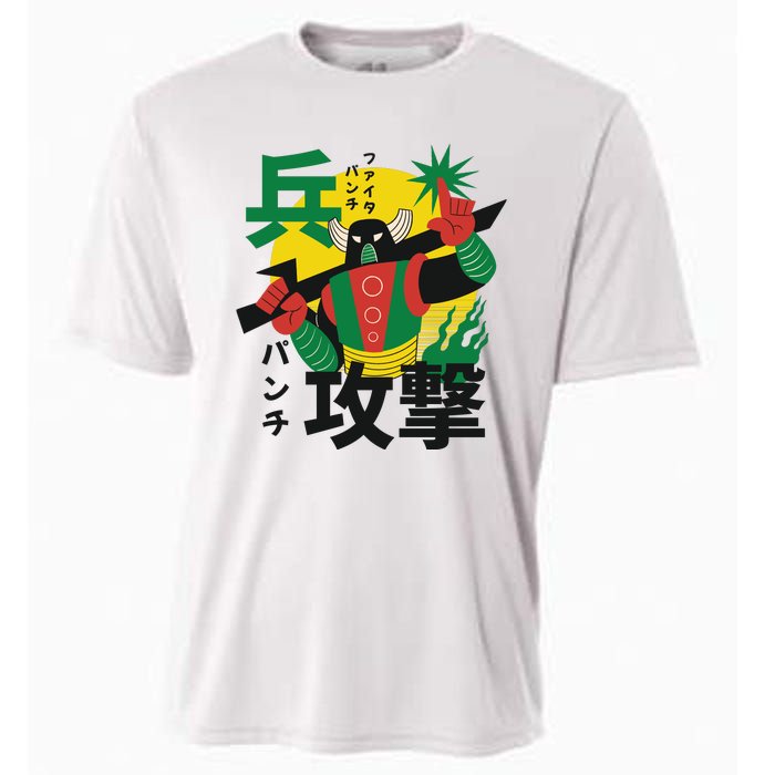 Japanese Robot Cooling Performance Crew T-Shirt