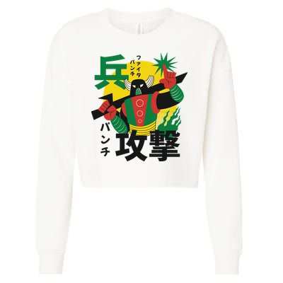 Japanese Robot Cropped Pullover Crew