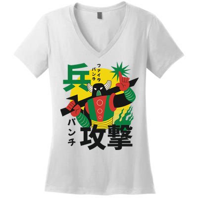 Japanese Robot Women's V-Neck T-Shirt