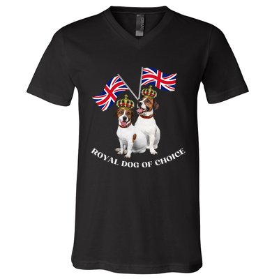 Jack Russell King Charles Coronation Party Celebration Funny V-Neck T-Shirt