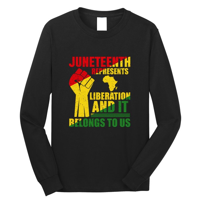 Juneteenth Represents Liberation And It Belongs To Us Gift Long Sleeve Shirt