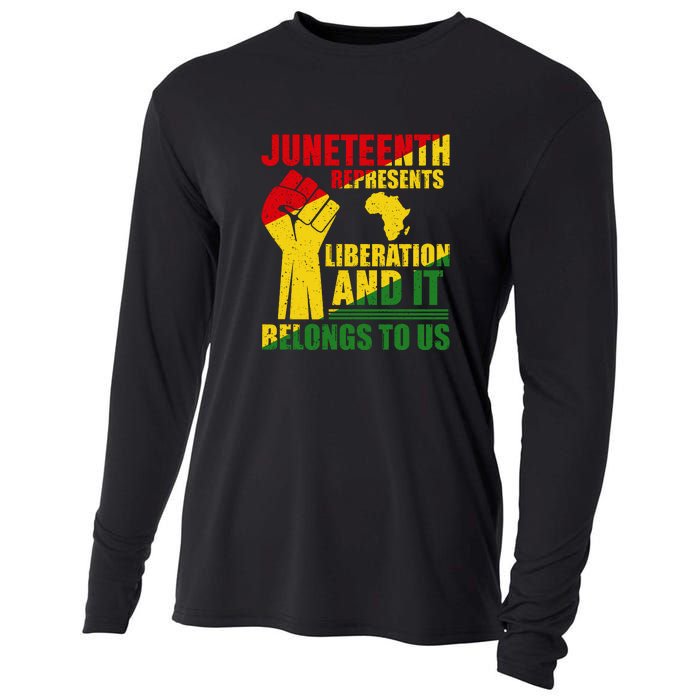 Juneteenth Represents Liberation And It Belongs To Us Gift Cooling Performance Long Sleeve Crew