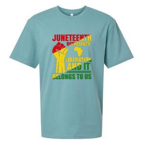 Juneteenth Represents Liberation And It Belongs To Us Gift Sueded Cloud Jersey T-Shirt