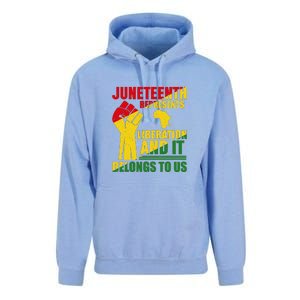 Juneteenth Represents Liberation And It Belongs To Us Gift Unisex Surf Hoodie