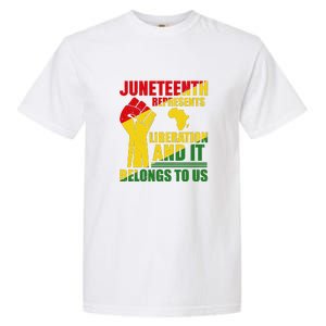 Juneteenth Represents Liberation And It Belongs To Us Gift Garment-Dyed Heavyweight T-Shirt