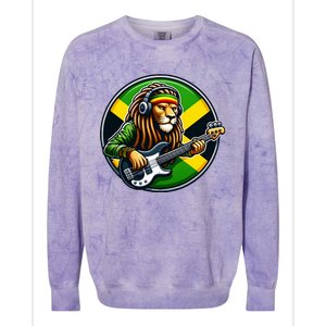 Jamaica Rastafarian Lion Guitar Jamaican Rasta Souvenir 2024 Colorblast Crewneck Sweatshirt