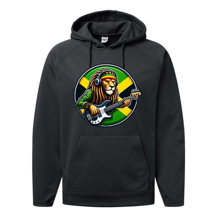 Jamaica Rastafarian Lion Guitar Jamaican Rasta Souvenir 2024 Performance Fleece Hoodie