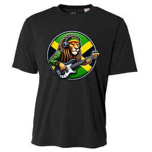 Jamaica Rastafarian Lion Guitar Jamaican Rasta Souvenir 2024 Cooling Performance Crew T-Shirt