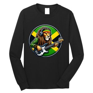 Jamaica Rastafarian Lion Guitar Jamaican Rasta Souvenir 2024 Long Sleeve Shirt