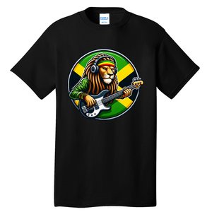 Jamaica Rastafarian Lion Guitar Jamaican Rasta Souvenir 2024 Tall T-Shirt