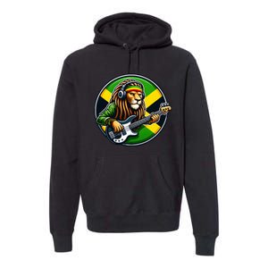 Jamaica Rastafarian Lion Guitar Jamaican Rasta Souvenir 2024 Premium Hoodie