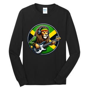 Jamaica Rastafarian Lion Guitar Jamaican Rasta Souvenir 2024 Tall Long Sleeve T-Shirt