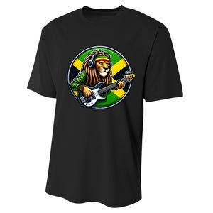 Jamaica Rastafarian Lion Guitar Jamaican Rasta Souvenir 2024 Performance Sprint T-Shirt