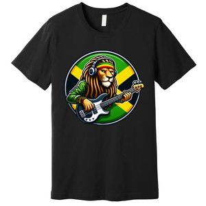 Jamaica Rastafarian Lion Guitar Jamaican Rasta Souvenir 2024 Premium T-Shirt