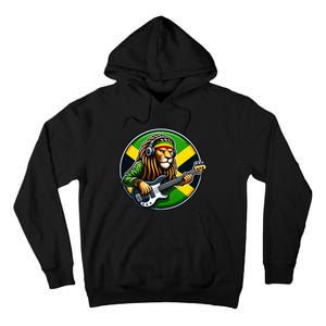 Jamaica Rastafarian Lion Guitar Jamaican Rasta Souvenir 2024 Tall Hoodie