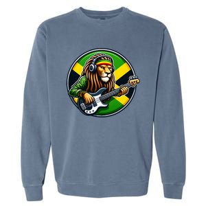 Jamaica Rastafarian Lion Guitar Jamaican Rasta Souvenir 2024 Garment-Dyed Sweatshirt