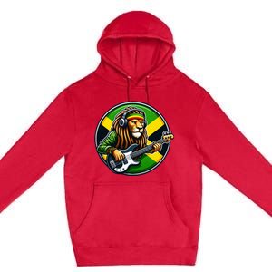 Jamaica Rastafarian Lion Guitar Jamaican Rasta Souvenir 2024 Premium Pullover Hoodie