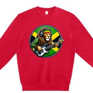 Jamaica Rastafarian Lion Guitar Jamaican Rasta Souvenir 2024 Premium Crewneck Sweatshirt