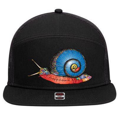 Just Really Like Snails Snail Lover Great Gift 7 Panel Mesh Trucker Snapback Hat