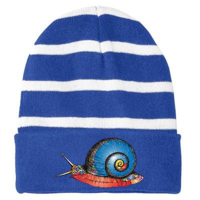 Just Really Like Snails Snail Lover Great Gift Striped Beanie with Solid Band