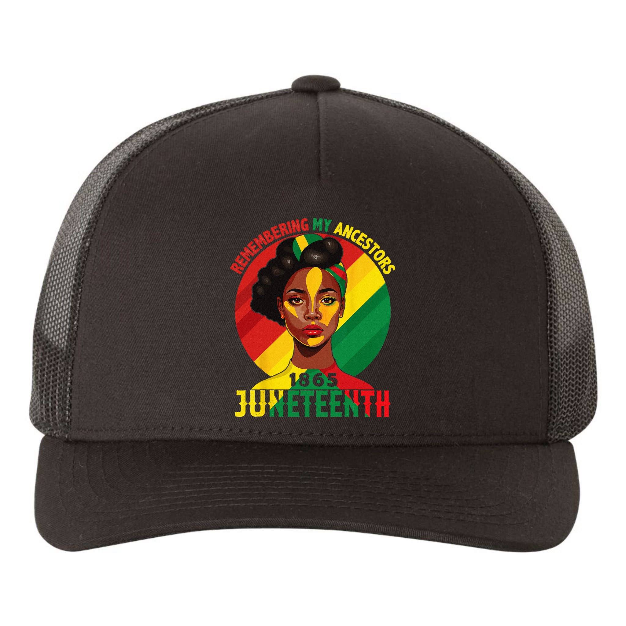Juneteenth Remebering My Ancestors Black Yupoong Adult 5-Panel Trucker Hat