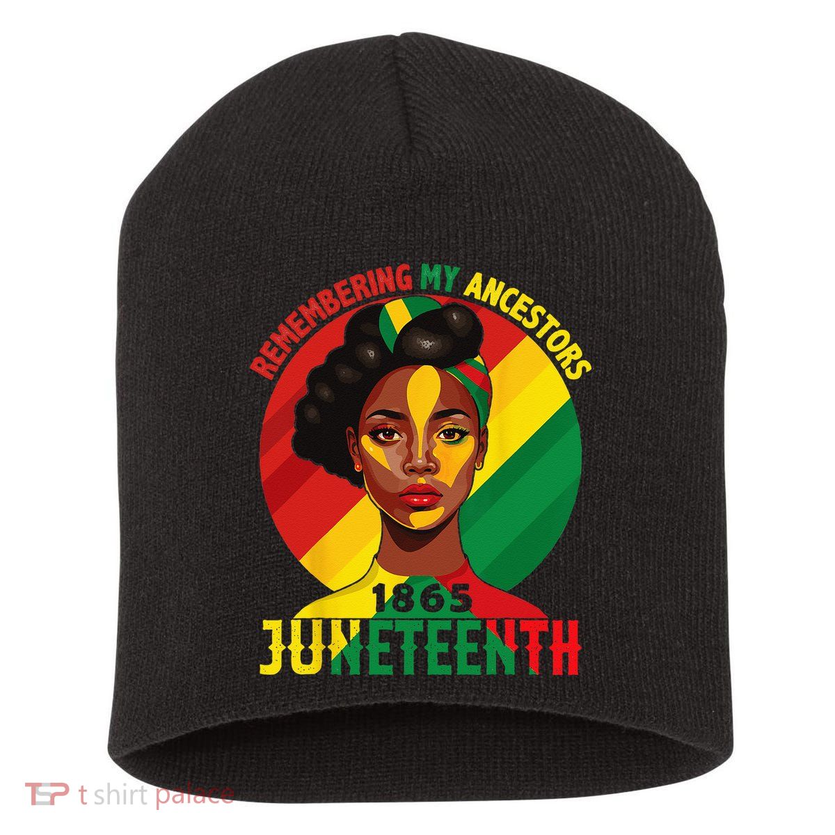 Juneteenth Remebering My Ancestors Black Short Acrylic Beanie