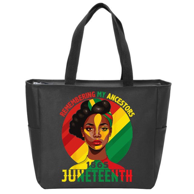 Juneteenth Remebering My Ancestors Black Zip Tote Bag