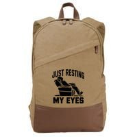 Just Resting My Eyes Dad Recliner Fathers Im Not Sleeping Cotton Canvas Backpack