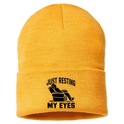 Just Resting My Eyes Dad Recliner Fathers Im Not Sleeping Sustainable Knit Beanie