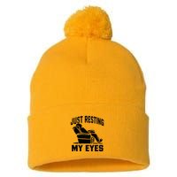 Just Resting My Eyes Dad Recliner Fathers Im Not Sleeping Pom Pom 12in Knit Beanie