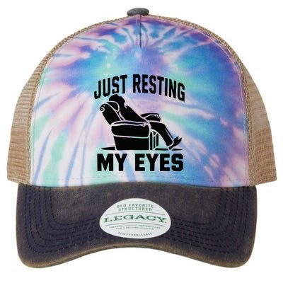Just Resting My Eyes Dad Recliner Fathers Im Not Sleeping Legacy Tie Dye Trucker Hat