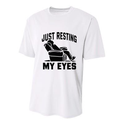 Just Resting My Eyes Dad Recliner Fathers Im Not Sleeping Youth Performance Sprint T-Shirt