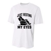 Just Resting My Eyes Dad Recliner Fathers Im Not Sleeping Youth Performance Sprint T-Shirt