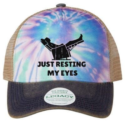 Just Resting My Eyes Funny Dad Recliner Happy FatherS Day Legacy Tie Dye Trucker Hat