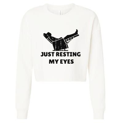 Just Resting My Eyes Funny Dad Recliner Happy FatherS Day Cropped Pullover Crew