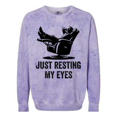 Just Resting My Eyes Funny Dad  Funny FatherS Day Colorblast Crewneck Sweatshirt